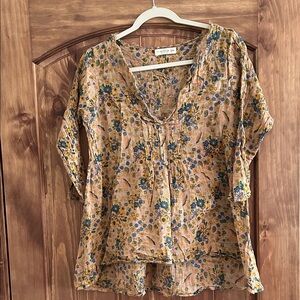 NATURAL LIFE Floral Boho Blouse in Earthy Tones